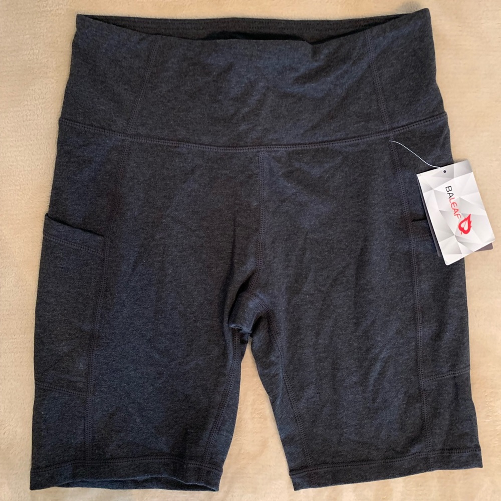 BALEAF Women's 8" High Waist Biker Compression Spandex Shorts w/ Side Pockets